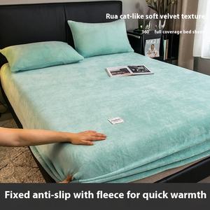 Set Tre Pezzi in Velluto di Latte Ispessito Copriletto in Flanella Pile Caldo Invernale Coprimaterasso per Studenti Uso Dormitorio - Product Image 5