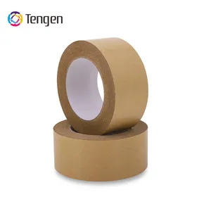 Selotip kertas kemasan Kraft Tengen perekat kuat Biodegradable coklat akrilik tunggal menawarkan penyegel karton cetak