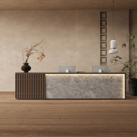 Bureau de réception moderne haut de gamme personnalisable lumière LED pour entreprise réception salon de beauté caisse enregistreuse écoles hôtels
