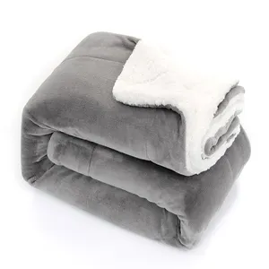 Custom 100% Polyester Sherpa Lamb Thickened Double Flannel Fleece Blanket Throw For Winter