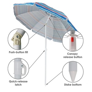1.8m Vintage Style Rainbow Large Outdoor Sun UV Protect Sea Sand Beach ombrellone, Sombrillas de playa - Product Image 3