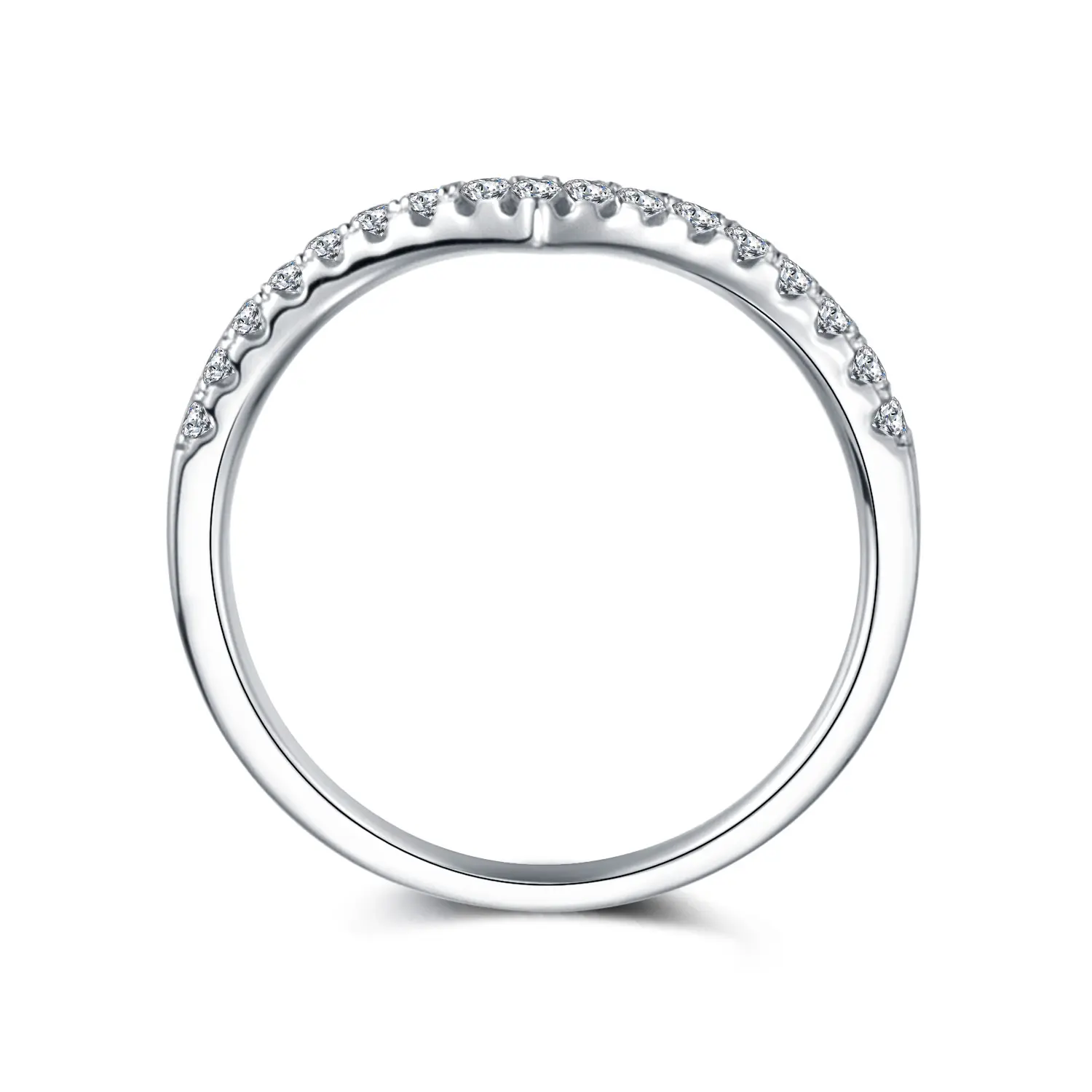 Klasik mikro-set yüzük 18K beyaz altın CVD Lab elmas yüzük basit moda v-şekilli taç Lab yetiştirilen elmas yüzük lady