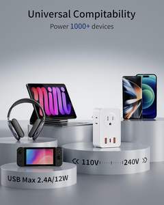 यूरोपीय यात्रा प्लग एडाप्टर के साथ 3 एसी आउटलेट 2 यूएसबी ए और 1 प्रकार-सी पोर्ट 110-240v इटली के लिए - Product Image 3