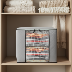 Bolsa de Almacenamiento de Ropa Cjsb de 90L, Gris, con Doble Cremallera y Ventana Transparente para Guardar Edredones, Mantas y Ropa de Cama - Product Image 2