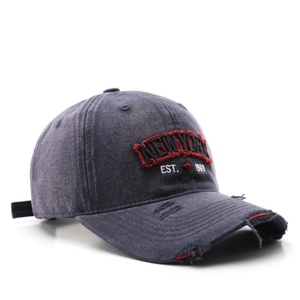 Streetwear Ripped Embroidered Hats Lightweight Waterproof Jersey Fabric Strategic Tears Intricate Threadwork for Maximum Style - Product Image 4