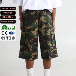 <b>Men's</b> Camouflage Cargo Bermuda <b>Shorts</b> Elastic Waist Mid Rise Casual With Pockets 100% Polyester Woven Fabric OEM ODM Customized - Product Image 1