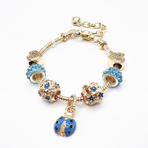 Sıcak satış Unisex DIY boncuklu bilezik mavi Beetle Charm Pando Hollow aşk Trendy sevimli topu desen moda kabuk elmas hediye - Product Image 2
