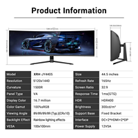 Monitor curvo para PC ultrapanorámico de 44.5 pulgadas 5K 32:9, pantalla para juegos de 180Hz HDR400 con luz RGB y soporte VESA 100x100