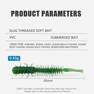 20 pièces/sac Appâts souples de pêche en forme de ver 45mm 0.43g, Kit de leurres souples en PVC pour la pêche à la truite, au bar, à la perche en eau douce - Product Image 2