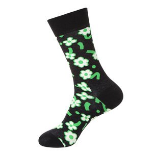 Meias de Algodão 200N com Estampa Jacquard Divertida de Desenhos Animados, Sorvete, Arco-Íris, Leopardo, Frutas, Animais, Poá e Floral para Homens - Product Image 3