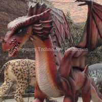 Modèle d'animatronique Dragon de Flamme pour Décorations de Casino, Expositions de Monstres Mythiques Extérieurs à Effet de Feu, Fabriqué pour la Vente