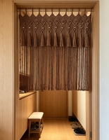 Rideau de porte en macramé fait main avec pompons, séparateur de pièce en coton tissé style bohème, décoration murale pour chambre, salon, maison