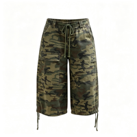 Shorts cargo en jean pour femme, imprimé camouflage corail, taille basse, coupe large et ample, pour l'été et la piscine