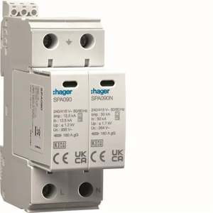 SPA911 ปรับแต่งได้ตามต้องการด้วย Hagers SPD T1+T2 2P TN-S/TT 12.5kA พร้อมคอนแทคเสริม - Product Image 1
