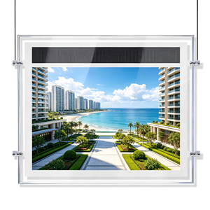Cadres LED magnétiques A4 simple face pour affichage publicitaire, boîtes lumineuses LED à cristaux suspendues pour vitrine - Product Image 1