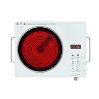 Cuisinière multifonctionnelle numérique à infrarouge Cuisinière électrique en céramique blanche Boîtier en acier inoxydable Batterie de fonctionnement néerlandaise