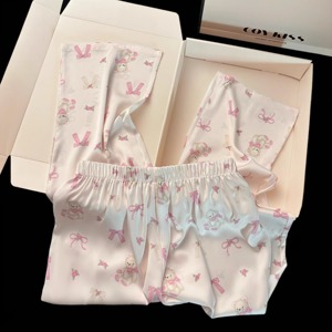 Set di pigiami <span class=keywords><strong>in</strong></span> raso ricamato regolare di base su misura 2 pezzi pigiami <span class=keywords><strong>in</strong></span> bianco di <span class=keywords><strong>seta</strong></span> da <span class=keywords><strong>donna</strong></span> Set pigiami <span class=keywords><strong>in</strong></span> raso - Product Image 5