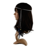 Nouveauté bandeau bohème fait main tresses de cheveux en plumes pour filles bandeau en daim avec perles en bois accessoire pour cheveux