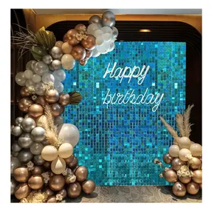 Lasersee blaue Farbe quadratische Form Party-Dekoration Meer-Thema glitzer Wand erfrischender Stil Fotokabine Wandhintergrund Shop-Dekor