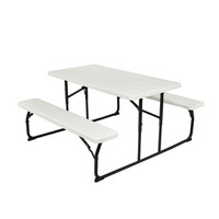 Ensemble de table de pique-nique pliable en plastique blanc pour cour, robuste et de loisirs