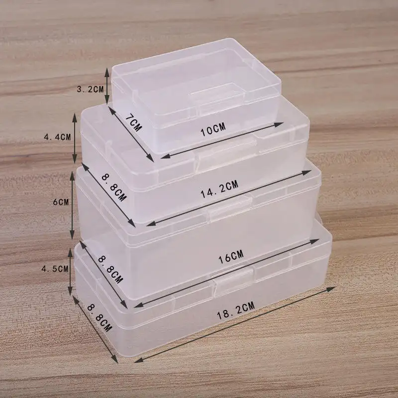 Прямоугольный мини-органайзер из прозрачного пластика, коробка для хранения с откидными крышками для мелких предметов, пластиковая упаковочная коробка