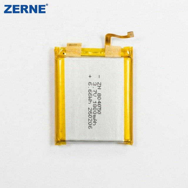 Long Cycle Life 804050 80x40x50mm 1800mAh 3.7V Lithium Ion Polymer Battery for Smart Wearables and LED Lamps