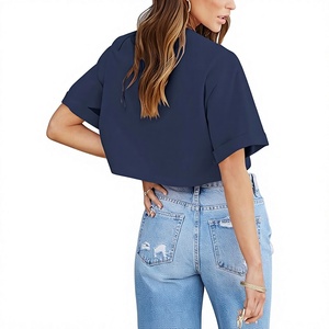 Camiseta Corta Holgada de Moda para Mujer, Camisa Informal de Algodón Transpirable para Uso Diario y Ropa Urbana - Product Image 2