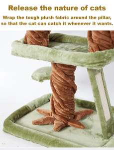 Struttura <span class=keywords><strong>per</strong></span> Gatti da Interno con <span class=keywords><strong>Albero</strong></span> e Cuccia in Legno Artigianale, Telaio Integrato <span class=keywords><strong>per</strong></span> Arrampicata con Pilastro Aereo - Product Image 3