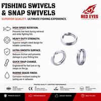Échantillon gratuit d'hameçons à yeux rouges en acier inoxydable, amincis, 50 pièces/sac, matériel de pêche en gros, OEM