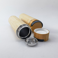 Grosir botol air bambu ramah lingkungan botol termos baja tahan karat dinding ganda terisolasi termos vakum