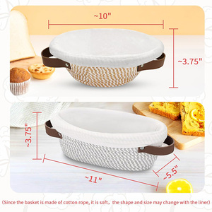 Panier de levage en corde de coton pour pain, kit de démarrage de levain avec bocaux de levain, paniers de levage ronds et ovales - Product Image 2