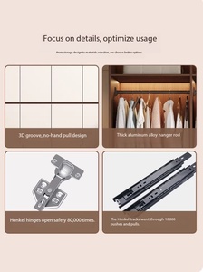 Full-size Custom Oak Solid Wood New Wardrobe for Home Bedroom with <strong>Rounded</strong> Corner Vintage-style Walnut Colour <strong>Closet</strong> - Product Image 3