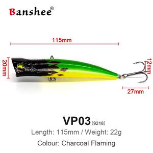 Leurres de pêche en plastique dur, matériel de <span class=keywords><strong>Surface</strong></span>, yeux 3D brillants, hameçons triples ABS, vente en gros, en Stock, VP03 Popper - Product Image 3