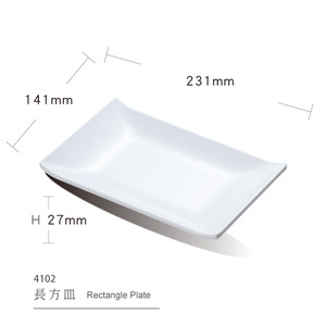 Plato rectangular blanco de 8 pulgadas, platos de melamina, comida frita japonesa, <span class=keywords><strong>Sushi</strong></span>, olla caliente china, plato de comida frita para carne, plato apilable - Product Image 1