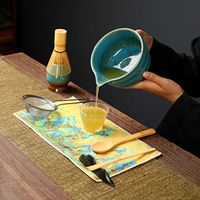 Bol à thé Matcha en céramique fait main avec bec verseur Ensemble de cérémonie du thé japonais Bol Matcha et support de fouet pour les amateurs de Matcha