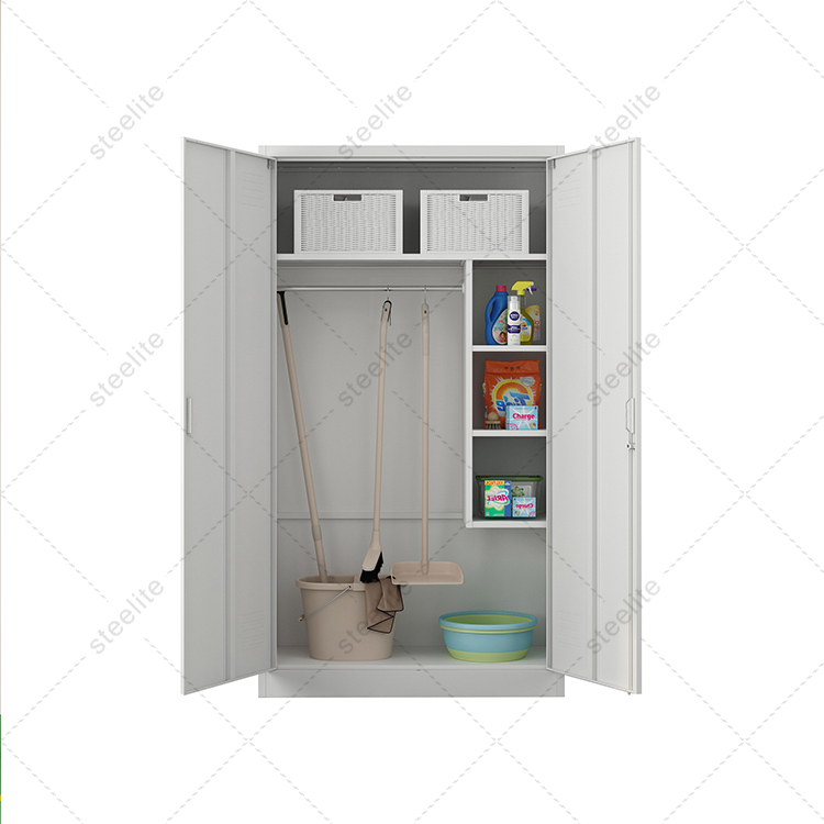 Двухдверный шкаф для чистки STEELITE, щетка, инструменты, шкаф для хранения, чистящие принадлежности, шкафы для хранения