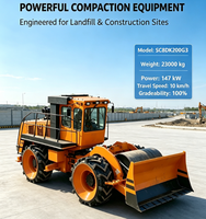 Compacteur de déchets pour dépon d'enfouissement de 200 CV, roues de compactage avant et arrière de 1500 mm de diamètre, largeur de roulement large