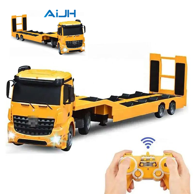 AiJH 2.4G RC Remote Control Truck 1:20 RC Truck Trailer STEM Engineering Vehicle OEM/ODM Custom Logo RC Container Truck Toys