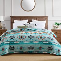 Plaid en sherpa bohème, couverture en polaire sherpa pour toutes les saisons, couverture aztèque du sud-ouest