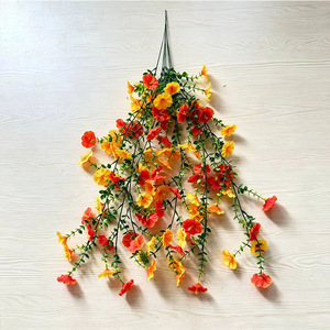 Guirlande artificielle de glycine rouge, jaune et orange, décoration murale intérieure, décoration de mariage, plantes vertes et fleurs - Product Image 2