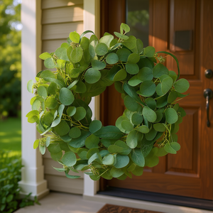 Corona Artificial de Eucalipto Verde de 26 Pulgadas, Redonda, Decorativa para Puerta Principal, Entrada, Decoración del Hogar - Product Image 2