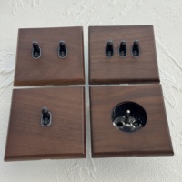 Interruptor de pared de doble polo con panel de nogal, estilo retro, 86 16A/20A, enchufe universal europeo/UK, 250V 10A, para villa de lujo