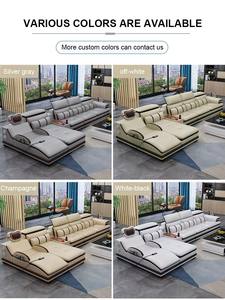 Juego de Sofás en Forma de U de Diseño Moderno, Sofá de Esquina de Tela, Altavoz USB, Masaje, Conjunto Multifuncional Combinado, Muebles de Sala de Estar - Product Image 4