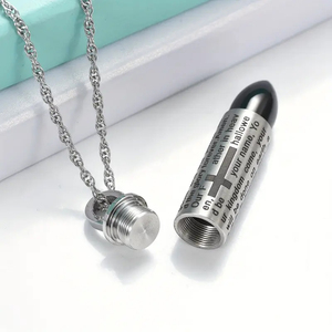 <span class=keywords><strong>Bullet</strong></span> Charm Halskette & Anhänger Parfüm flasche Edelstahl Damen Schießen Jagd Paar Halsketten Feuer bestattung Asche Schmuck - Product Image 3