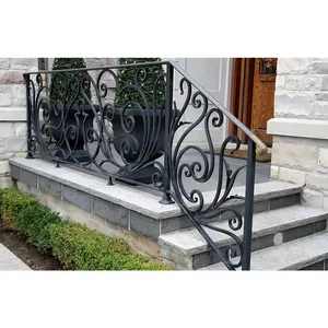 Galvanized Transitional Balustrades Handrails Outdoor Stairs Railing Balcony Wrought Iron Porch Metal Railing