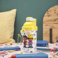 Bouteilles d'eau en plastique 3D écologiques en gros, capacité 420 ml avec couvercle pour enfants