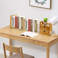 Étagère ouverte moderne en bambou à trois niveaux, support de rangement extensible pour bureau, classeur, magazines, CD, avec 2 tiroirs
