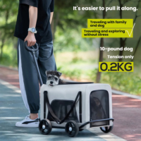 Sac à dos de transport pour animaux de compagnie, chariot pliable et détachable pour chien et chat, poignée pivotante à 360°, en tissu Oxford, maille respirante, lavable, 7,5 kg, 3 fenêtres, gris