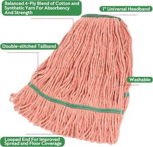Durable Aluminum Cotton <strong>Mop</strong> Head <strong>Red</strong> Green Wet <strong>Mop</strong> with Extendable Handle High Water Absorption Easy Clean - Product Image 3