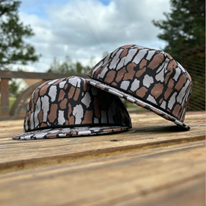 Custom Camo Print 5 Panel Flat Bill <b>Snapback</b> <b>Cap</b> Unstructured Camouflage Baseball Hat Wholesale for Men - Product Image 1